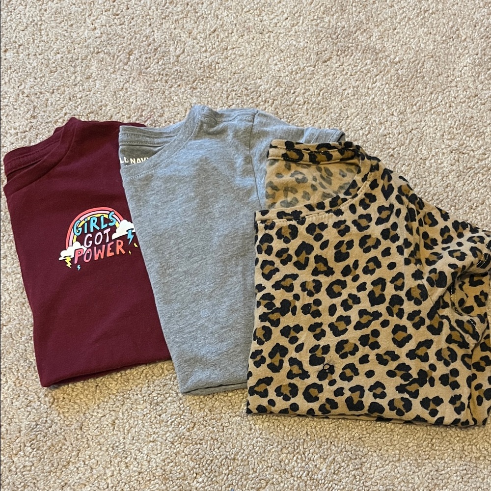 Girls Got Power Tee and Leopard Print Shirt Set 6/7 small old navy